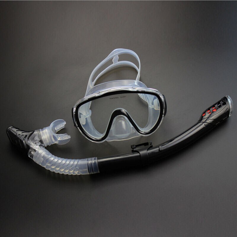 Scuba Diving Goggles Mask Snorkel Set Glasses Spearfishing Gear Silicone Swimming Dive Equipment: Black