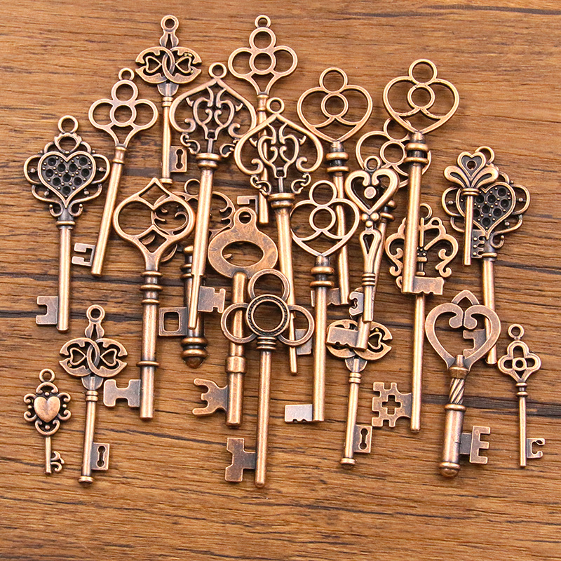 100g 50g 30g dijes de llave mezclados 6 pulseras de colores collar artesanía colgante de Metal para fabricación de joyería suministros de bricolaje al por mayor: 12 mm / Rosa