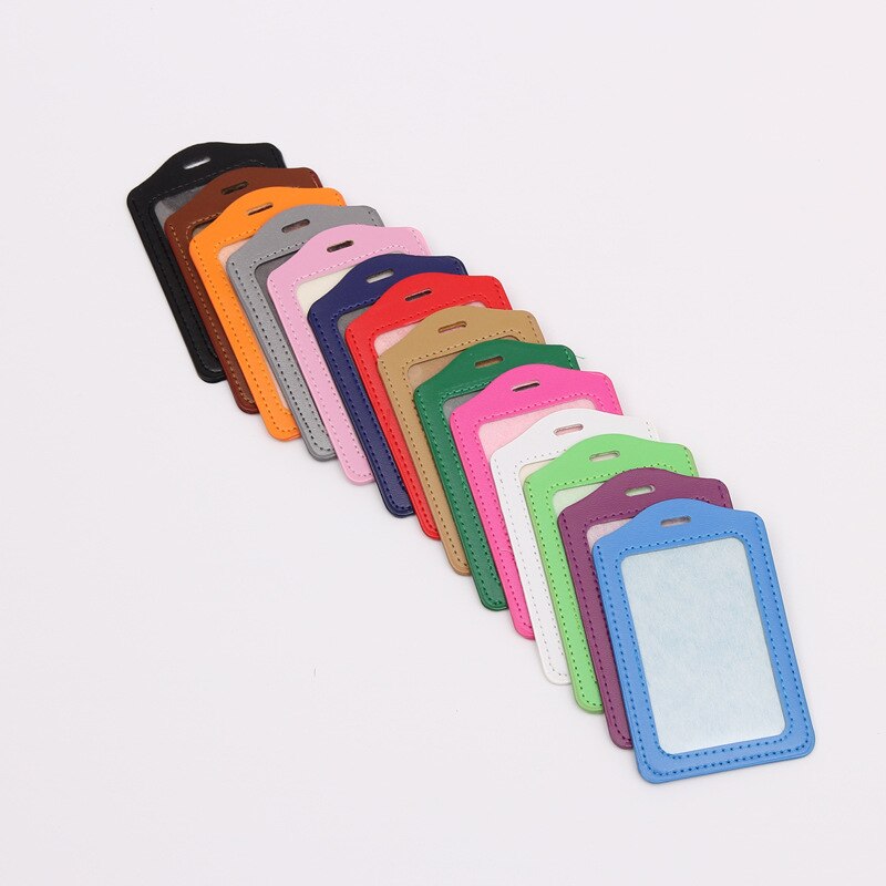 ID Badge Holder Leather Bus Pass Case Cover Men Women's Bank Credit Card Holder