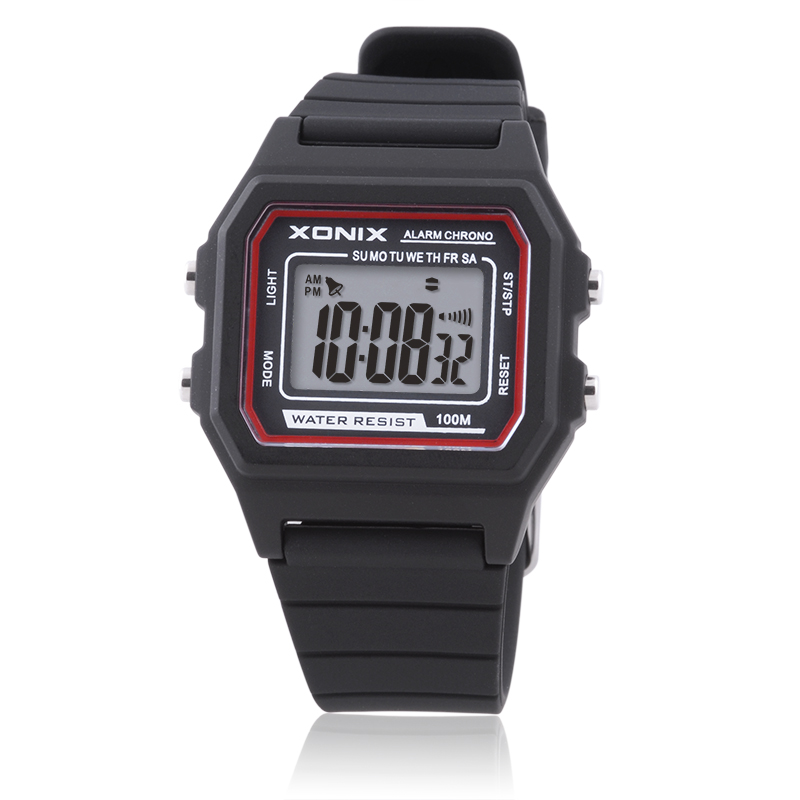 XONIX Top Sports Watches Waterproof 100m Men Women Outdoor Fun Multifunction Digital Watch Swimming Diving Wristwatch: black
