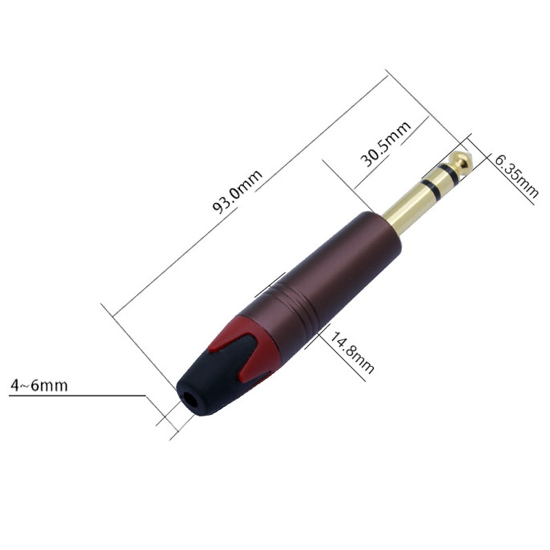 2 Stuks 6.35 Mm 3 Pole Stereo Tweedejaars Kern Versterker Microfoon 6.35 Mm Jack 1/4 Mono Male Connector 6.3 Mm 6.5 Mm Audio Plug Jack