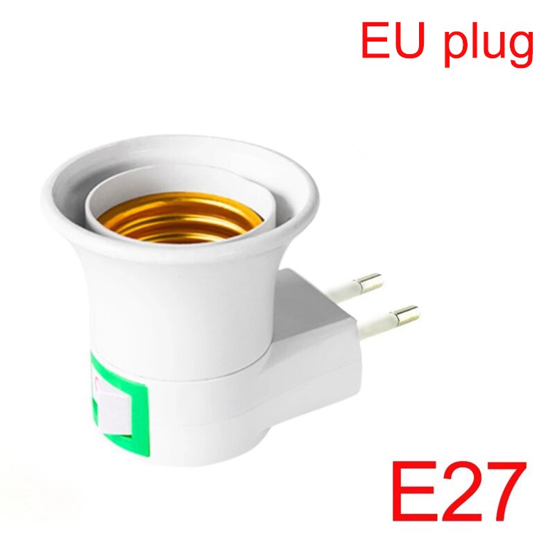 1PC E27 Socket Adapter LED Light To EU/US Plug Holder Converter ON/OFF Practical Lamps Accessories For Bulb Camera Base: EU-1