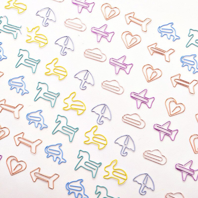 12pcs/box Cartoon Shape Paper Clips Notes DIY Bookmark Metal Binder Clips Notes Letter Paper Clips Bookmarks
