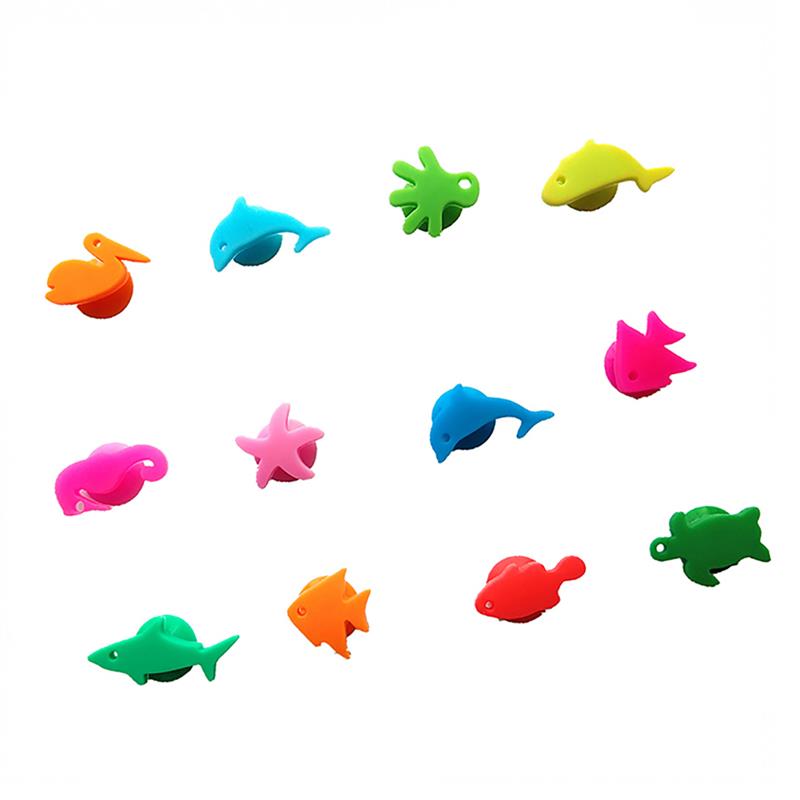 12 kpl silikoni merieläimiä viinilasi merkki juomakupin tunnus juhlakupin merkki (sekoitetut värit)