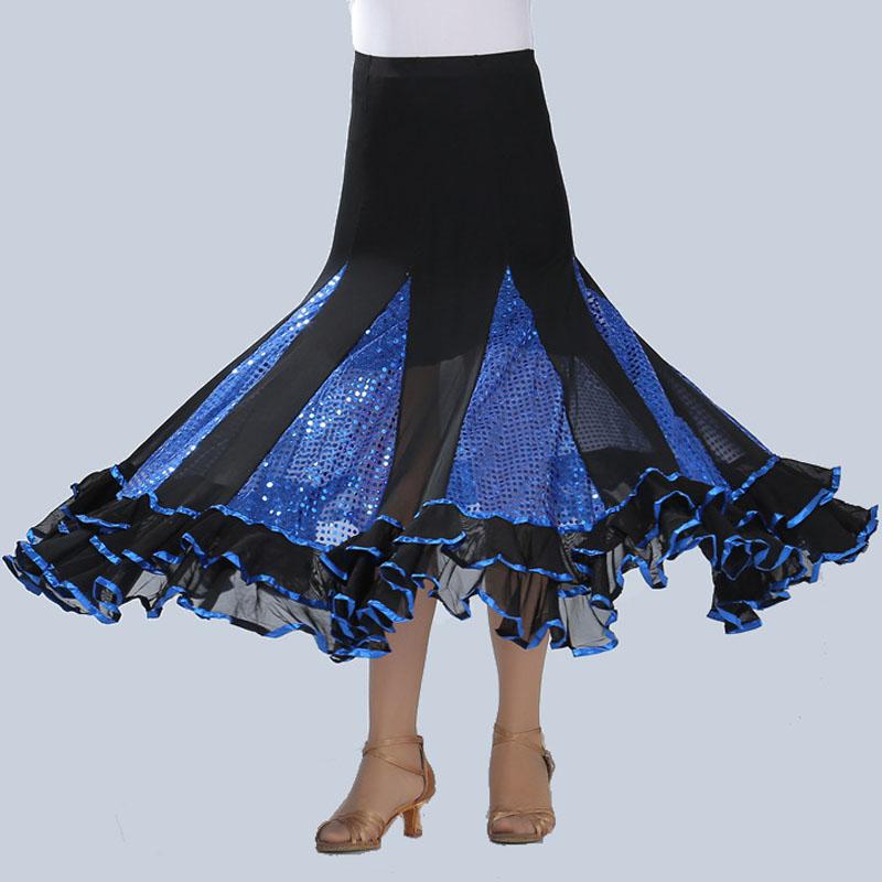 National Standard Dance Waltz Square Dancing Skirt Performance Modern Flamengo Ballet Ballroom Costumes: Blue