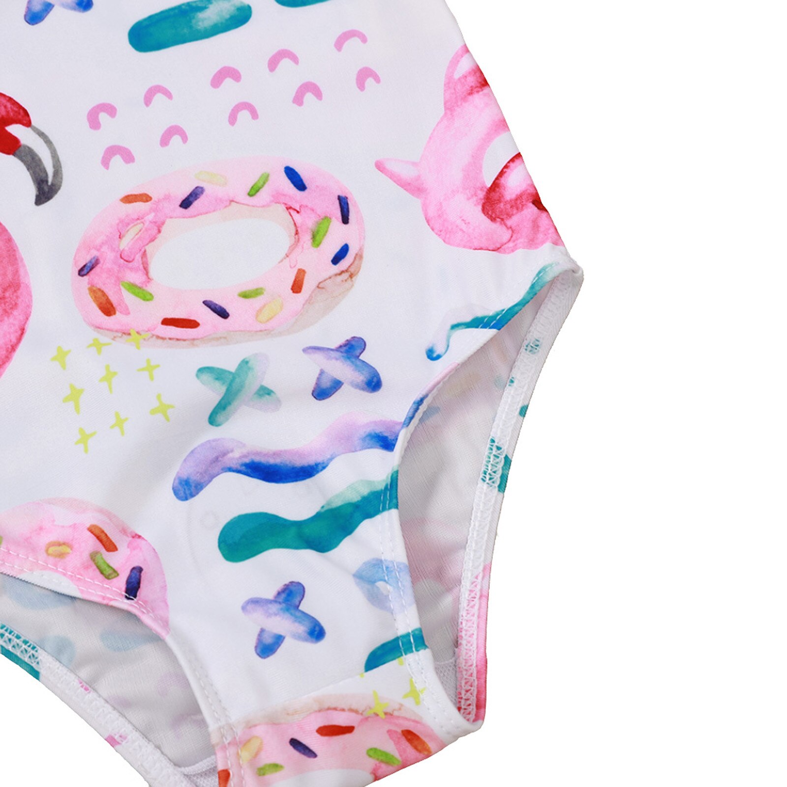 Breathable Little Girls One-piece Swimsuit, Summer Children Cute Flamingo/Tie-dye Printing Fly Sleeve Swimwear for Vacation