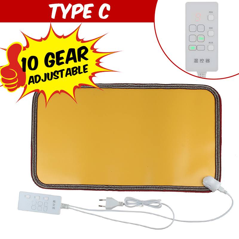 Winter Electric Foot Warmer Mat Warm Feet Thermostat Carpet Adjustable Temperature Heating Foot Mat for Home Office 10 Gear: Yellow C