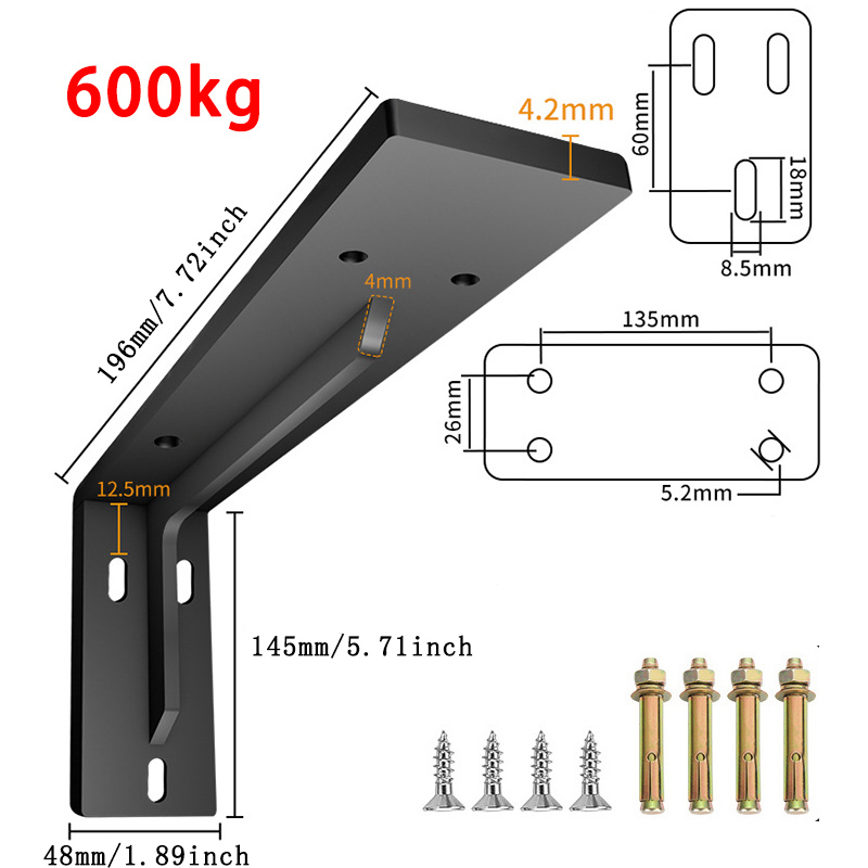 Loadbearing 600kg Wall Triangular Support Bracket Suspended TV Cabinet Desk Partition Fixed Heavy-duty Thickened Storage Rack: Rose