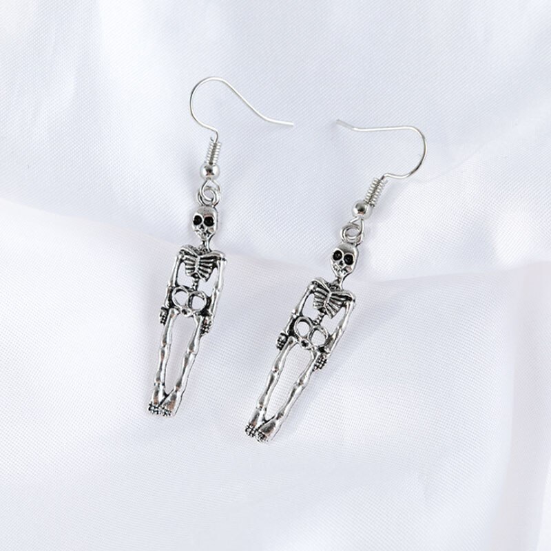 Boucles d'oreilles squelette Vintage pour femme, bijoux pour Halloween, De fête,