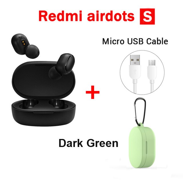 Original Xiaomi Redmi Airdots 2 TWS Earphone Wireless bluetooth 5.0 Earphone Stereo Noise Reduction Mic Voice Control Air2 SE: AirDotsS Green cable