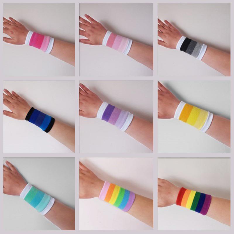 Unisex handledsband gym tunn stickning armband ventilera handleds skydd arm svett absorbera ärm handduk band armband