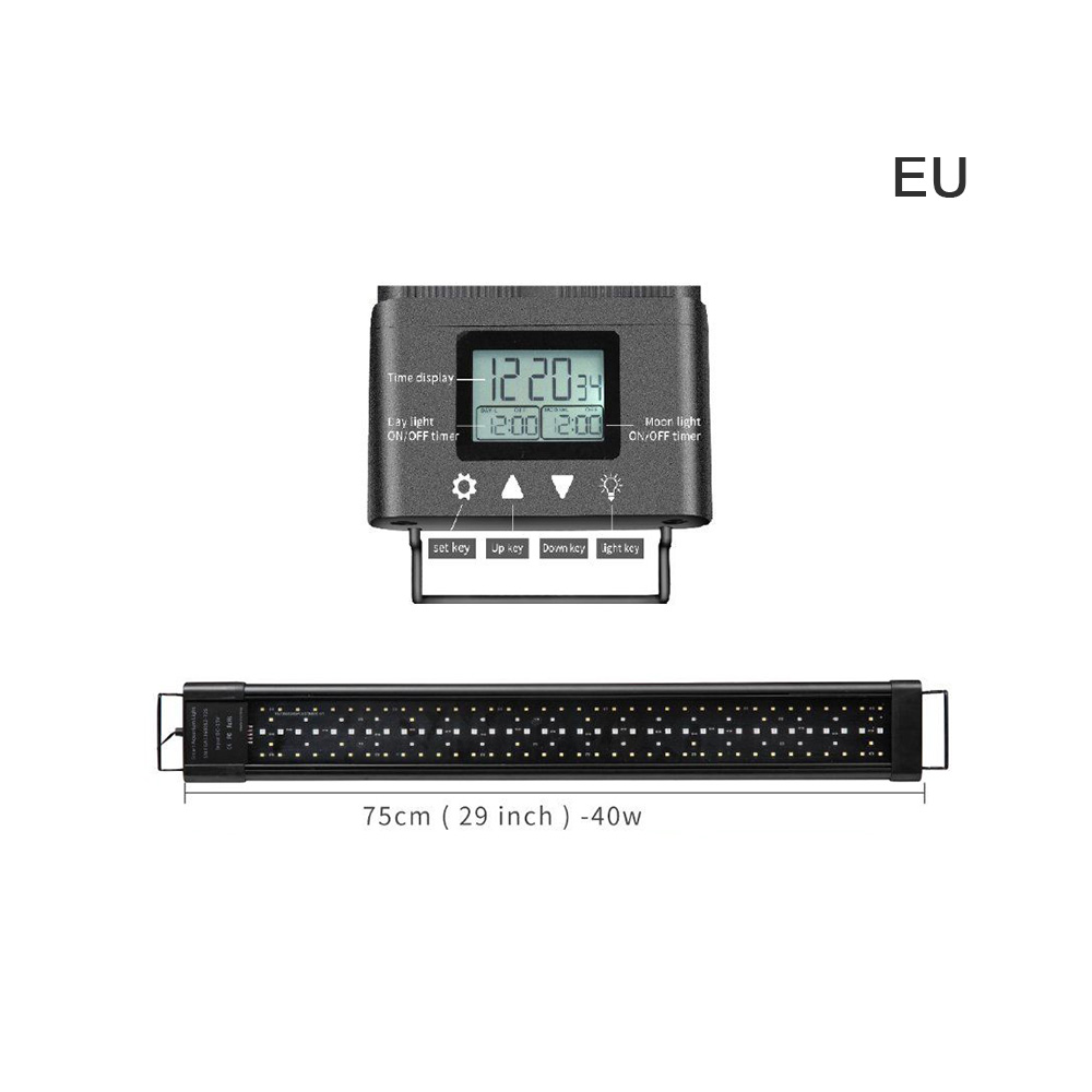 aquarium light led decoration with Aluminum Alloy Shell Extendable Brackets External Controller for Freshwater fish tank light: EU PLUG 75CM