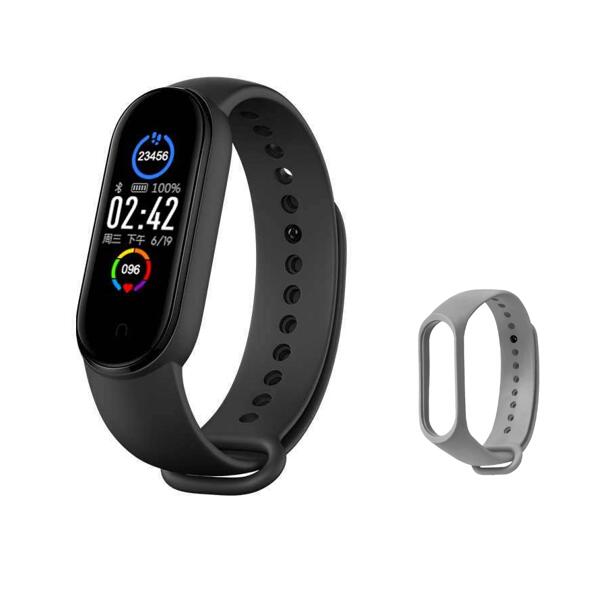 M5 Smart Wristband Sport Smart Bracelet Heart Rate Blood Pressure Bluetooth Call Play Music Heart Rate Monitor Smart Watch: black gray