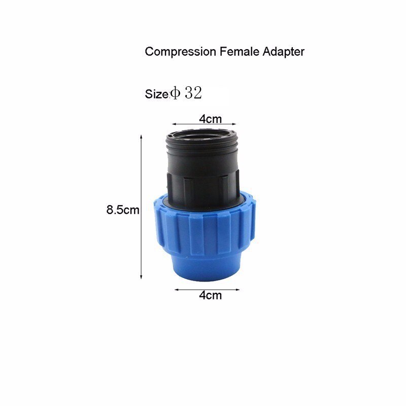 1pc HDPE Compression Female Adapter Plastic PP Coupler Coupling Irrigation Pipe Quick Connector Fitting Flexible Joint Threaded: 32mm