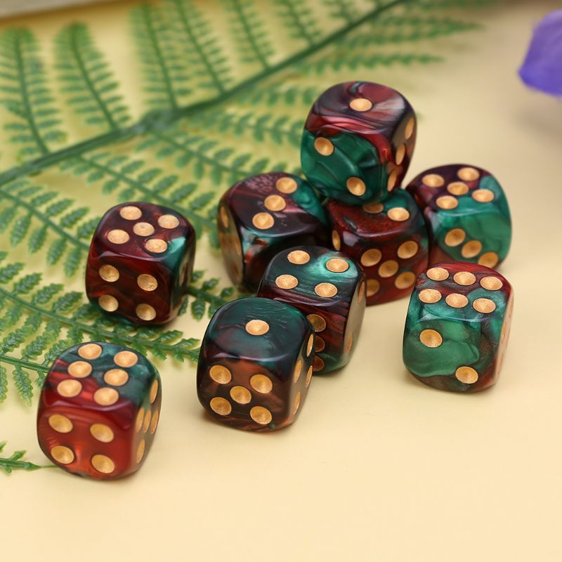 10 Pcs 16mm Resin Dice D6 Red Green Gold Points Round Edges KTV Bar Nightclub Entertainment Tools Adult Toys