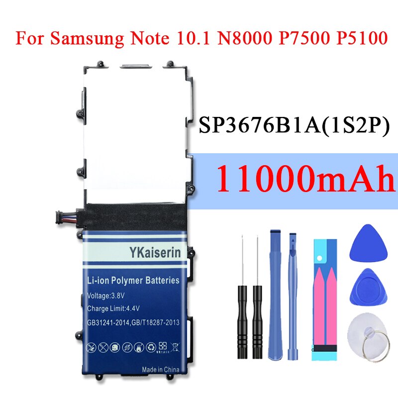 YKaiserin 11000mAh Replacement Battery for Samsung Galaxy Tab 2 Note 10.1 P5100 P5110 P7500 P7510 N8010 SP3676B1A