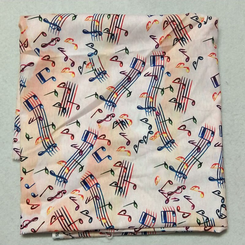 50 x 105cm farverig musiknote trykt bomuldsstof musiknote stof patchwork stofpose til hjemmet