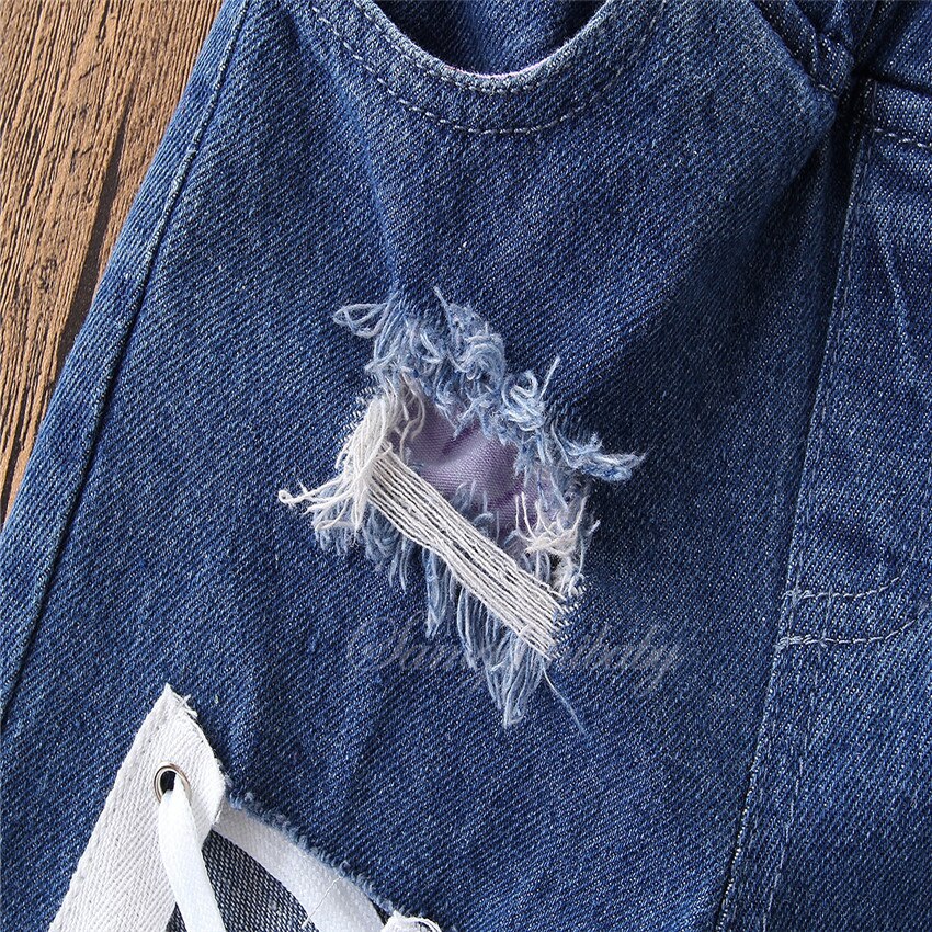 Jean déchiré bleu pour filles | Pantalons d'été