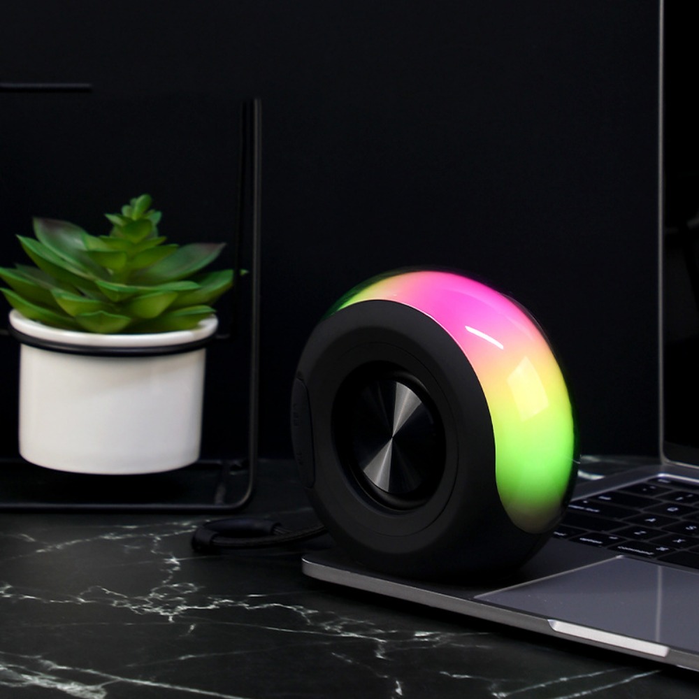 Mini Altavoz Bluetooth 2 en 1, caja de sonido inalámbrica magnética de alto sonido con iluminación RGB, Subwoofer portátil de para hombres y mujeres: Negro