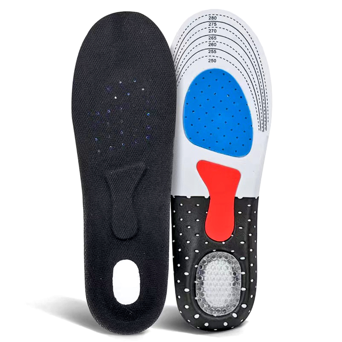 Orthopädische Einlegesohlen für Männer und Frauen, Memory-Schaum-Kissen, Gel-Einlegesohle, Silikon-Fußgewölbe-Stützpolster, Sportschuhpolster, weicher Laufeinsatz: 0,5