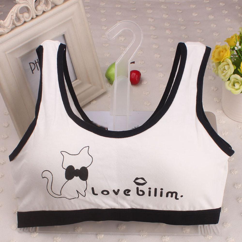 Bra Girl Underwear Lovely Girls Printing Underwear Bra Vest Children Underclothes Sport Undies Training Bra For Kid V22%: Black