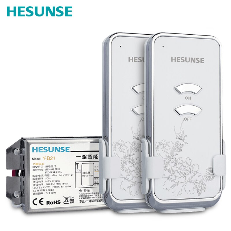 Y-B21 CE RoHS 1Ch RF Digital Wireless Remote Switch 220V 110V With Remote Control ON OFF Wifi Shap Button Ar: Y-B21 2N1 / 110(Turn off)