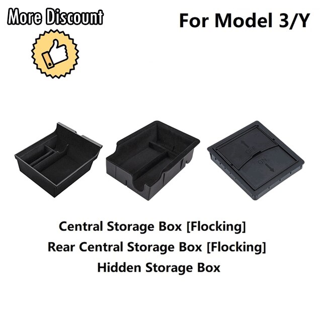 Reposabrazos Central para coche Tesla modelo 3 Y /2022, caja de almacenamiento, organizador, consola Central, accesorios para Tesla modelo 3 2022: Flocking with Hidden