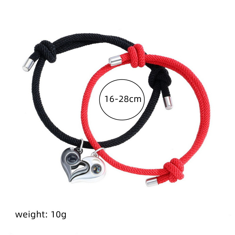 2 Teile/satz Herz Anhänger Magnetische Armbinde Für Frauen Männer Gepaart LGBT Regenbogen Knoten Seil Paar Armbinde Machen Wünschen Karte Schmuck