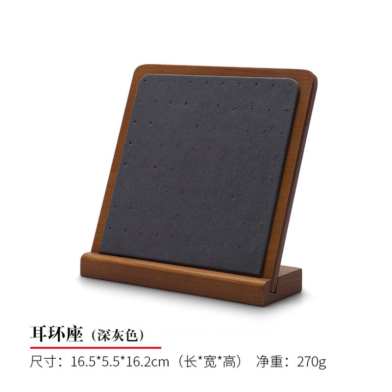 Soporte desmontable de madera para colgar joyas, estante para colgar pendientes, soporte de pendientes, soporte de pendientes de madera maciza de bambú: Gris