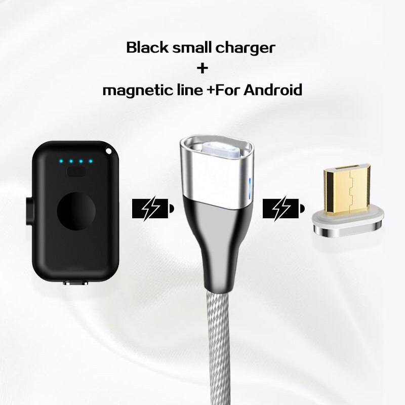 Mini chargeur de batterie externe magnétique Portable, pour iPhone 12 Xiaomi iPhone Samsung: Black for micro