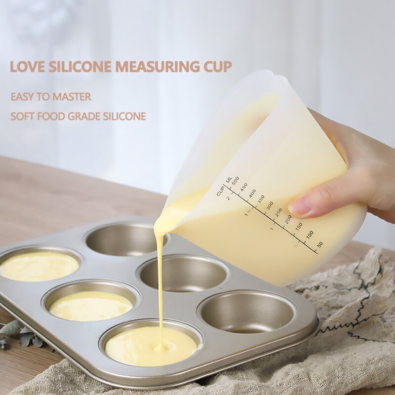 500ml Silicone Measuring Cup Butter Water Liquid Measure Cup Jug Flexible Silicone Cup Cooking For Kitchen Measuring Tools