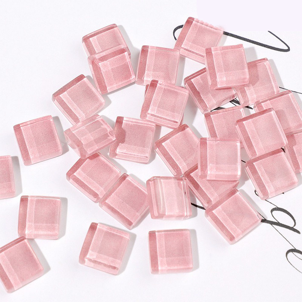 50PCS Mixed Color Glitter Glass Mosaic Grain Tiles Crafts For Stepping Stones Puzzle Garden Decor Hand Mosaics Flowerpots Making: pink