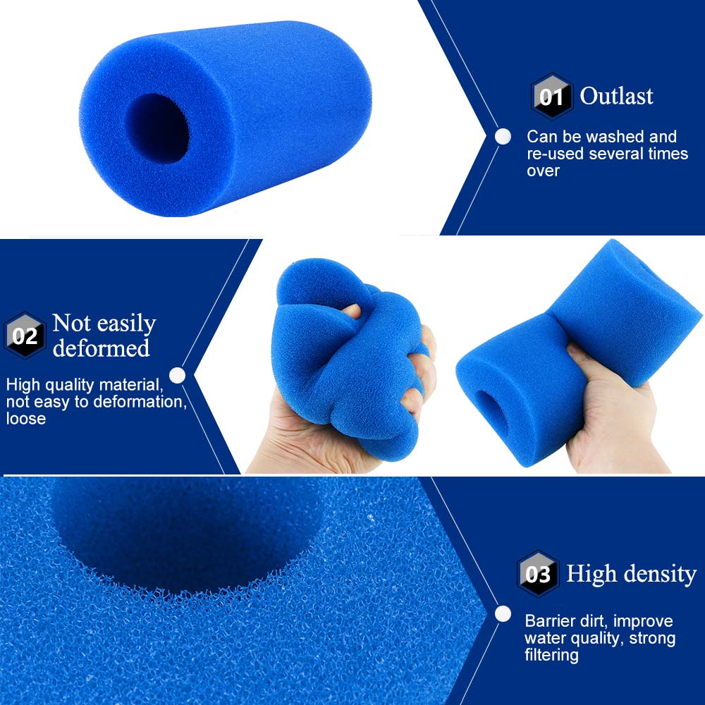 Akcesoria do basenów filtr piankowy gąbka wielokrotnego użytku do Intex typ A zmywalny Biofoam czysty filtr gąbki piankowe 10cm x 20cm