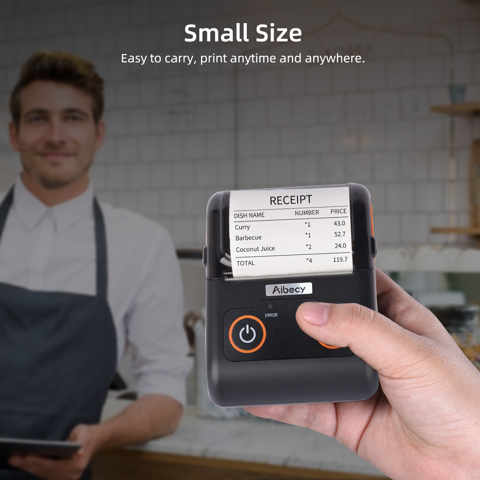 Aibecy Receipt Printer 58MM Thermal Printer Mobile POS Printer USB BT ESC/POS Command Compatible with Windows Android iOS