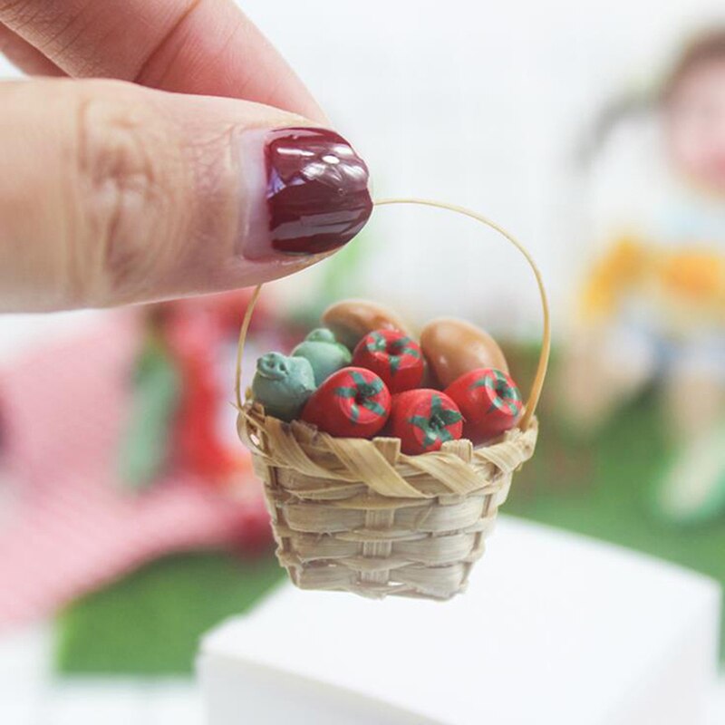 1Set 1:12 Dollhouse Mini Vegetable Food Storage Basket Doll House Kitchen Decor