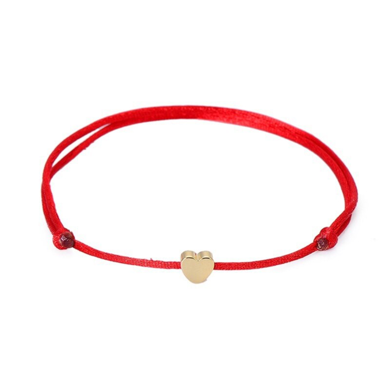 Handmade Edelstahl Liebe Herz Form Charme Armband Dünne Rote Seil Gewinde String Armbänder Für Männer Frauen Paare: Red