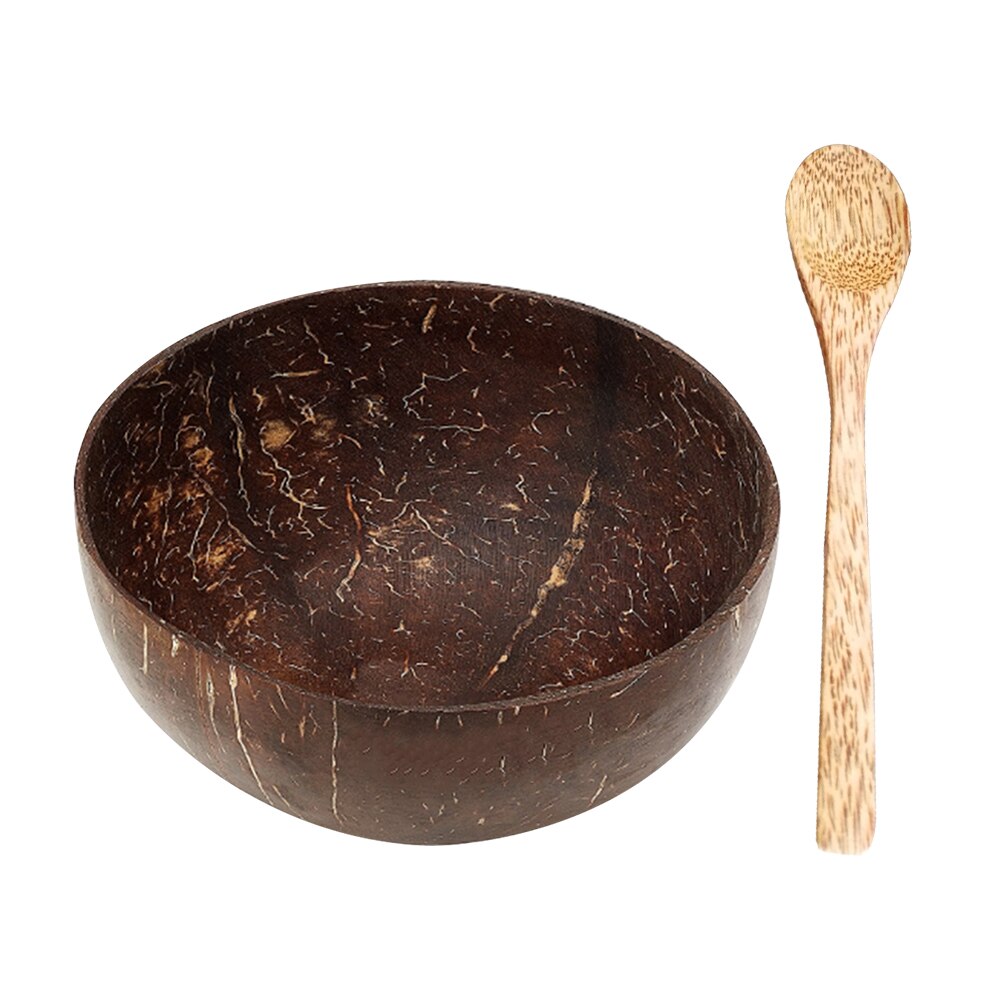 Cuenco de Coco, cuencos de madera, arroz, fideos, sopa, fruta, ensaladera, suministros de cocina, adornos para manualidades, Bol de Coco, cuenco de madera: 1bowl 1Spoon