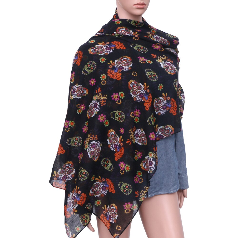 Foulard imprimé de squelette drôle, châle décoratif pour fête de Festival