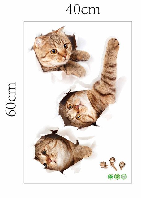 Katten 3D Muurstickers Koelkast Wc Sticker Kat Home Decoratie PVC Muurstickers Verwijderbare Kunst Wallpapers voor Kids Kamers: Default Title