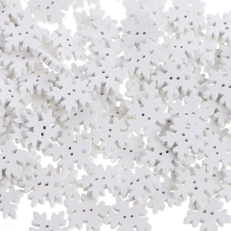 100 Stks/pak 2 Gaten Sneeuwvlok Houten Knoppen Handgemaakte Naaien Scrapbooking DIY Craft W215