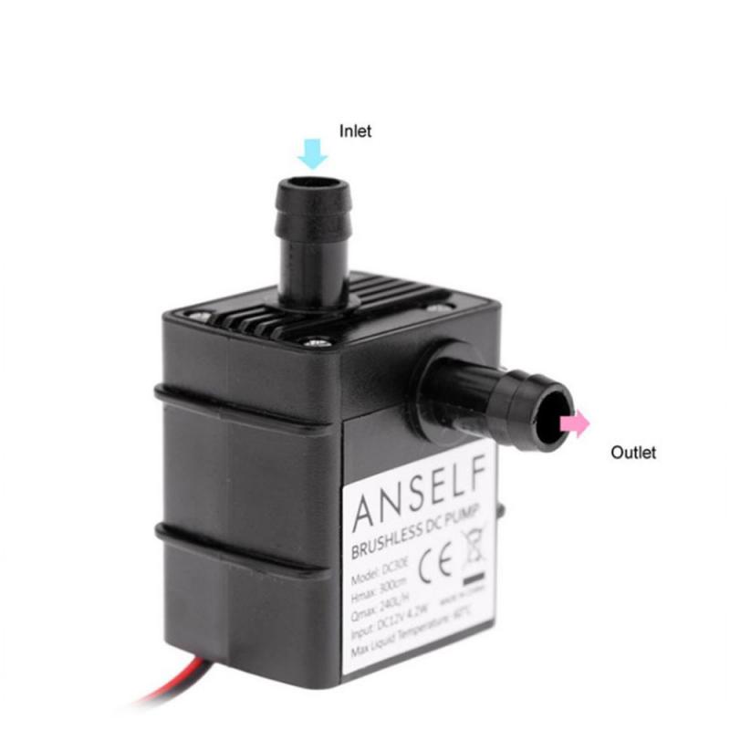 Solar Brushless Pumpe DC 12V/24V 240L/H Stillegående for Akvarium og Basseng