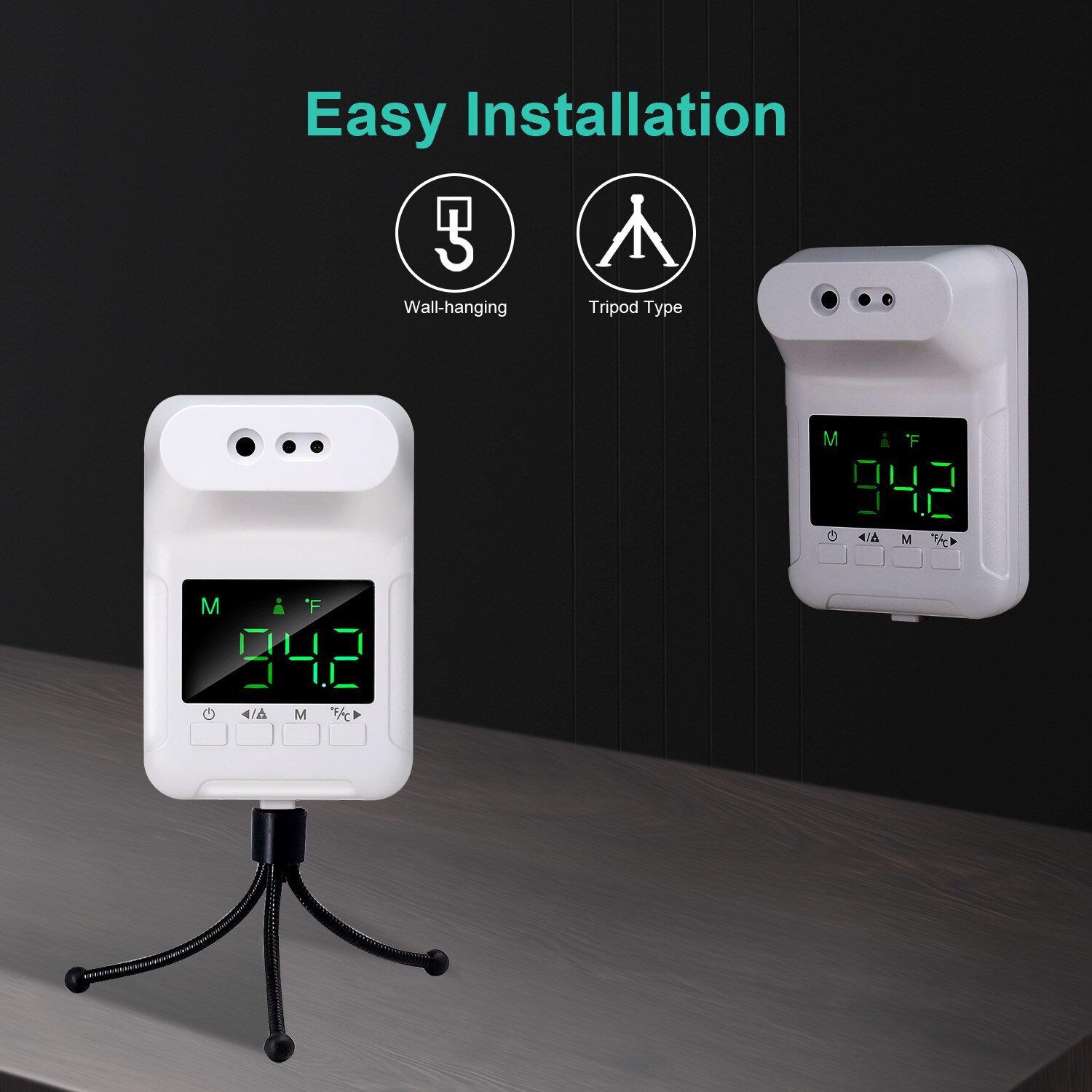 Muur Gemonteerde Infrarood Thermometer Temperatuur Gun Non Contact Digitale Ir Thermometer Voor Fabrieken School, Kantoor