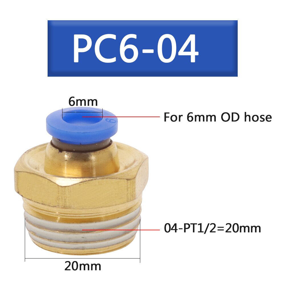 50Pcs Pneumatic Fitting Tube Connector Fittings Air Quick Water Pipe Push In Hose Quick Couping PC4-01 PC6-02 PC8-02: 50Pcs-PC6-04