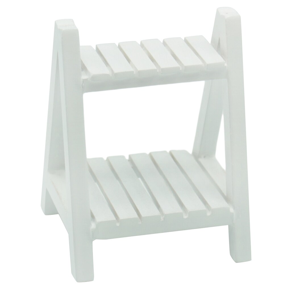 Mini Wooden White Floral Stand 1:12 Doll House Accessories Display Shelf