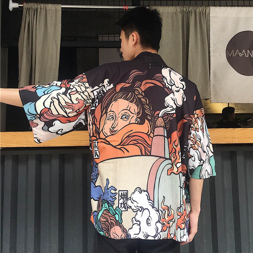 Estilo japonês homem ukiyo-e haori quimono tradicional harajuku japão feminino protetor solar xale samurai traje lazer yukata cadigan
