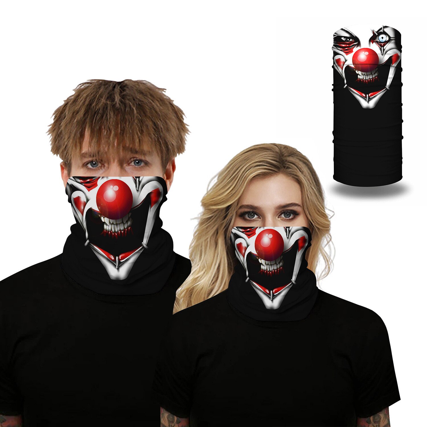 3D Clown print Magic Scarf Scarves Neck Face Mask Men Women Scarf Seamless Bandana Windproof Headwear Outdoor