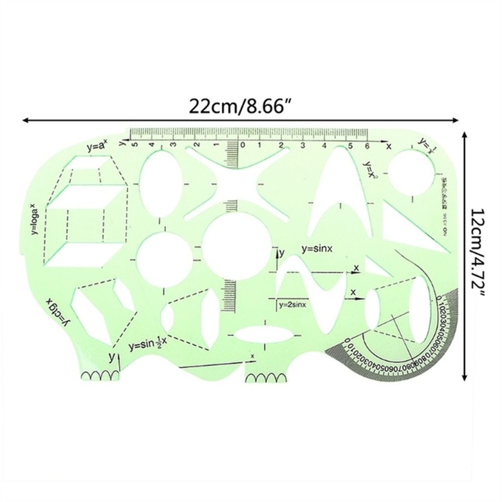17 Styles Rulers Green Plastic Circles Geometric Template Ruler Stencil Measuring Tool Stationery Students Drawing Curve Ruler: light green