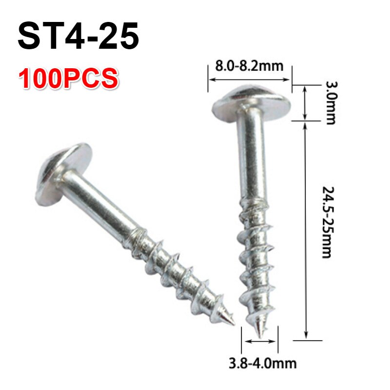 100pcs Woodworking Antirust Oblique Hole Self-tapping Screws High Strength Galvanized Nails for Pocket Hole Jig ST4-25 ST4-38: ST4-25