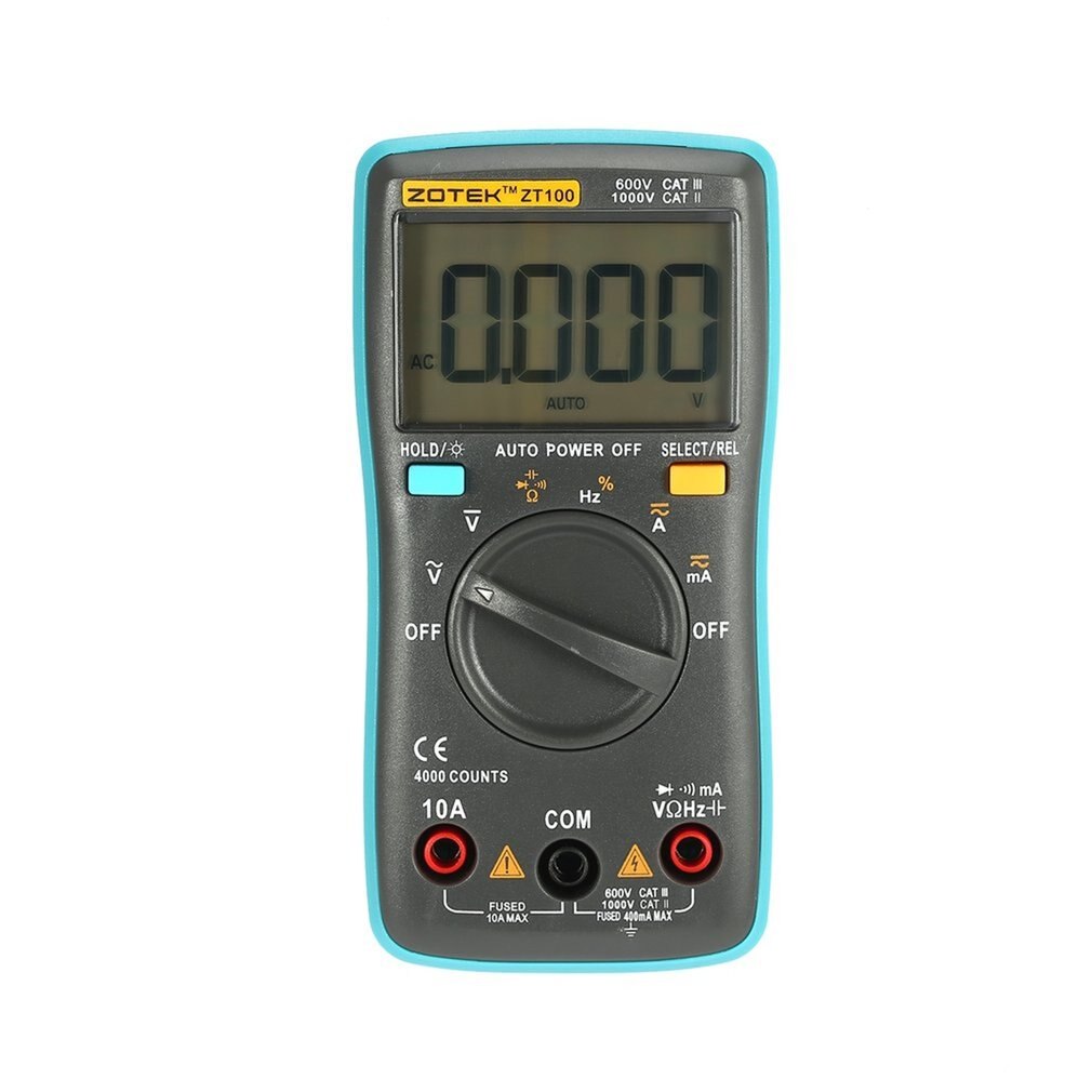 Digital Multimeter Ammeter Voltmeter Resistance Frequency backlight Meter voltage Diode Frequency ZT98 ZT100 ZT101 ZT102: 4000 counts ZT100