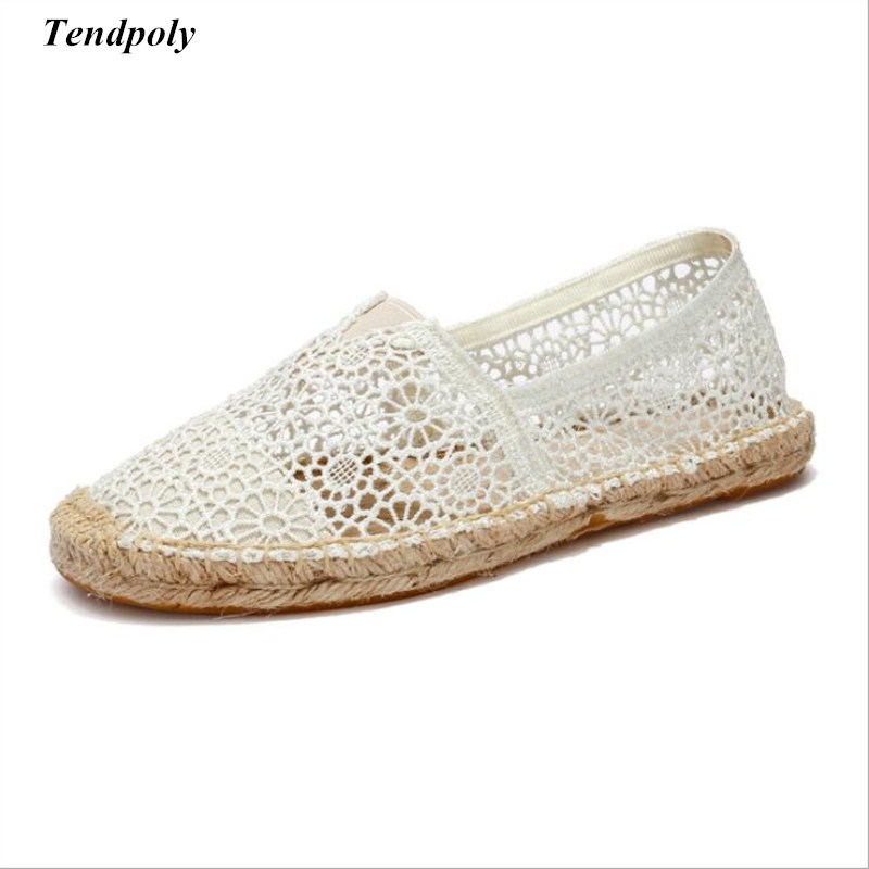 Zomer selling nationale wind gras kant hollow visser platte schoenen maat (35-40) een pedaal lui casual damesschoenen